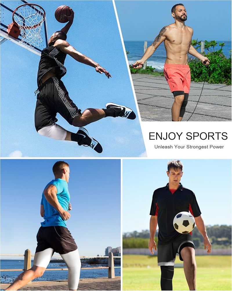 Roadbox Men's One Leg Compression Tights Pants, 3/4 Basketball Football Single Leg Leggings, Athletic Base Layer Underwear - Image 4